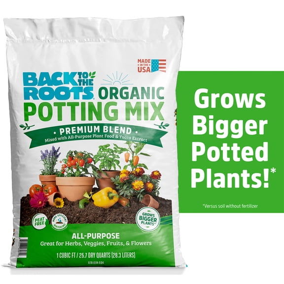 Back to the Roots Organic Potting Mix All-Purpose Premium Blend Soil, 1 cu ft