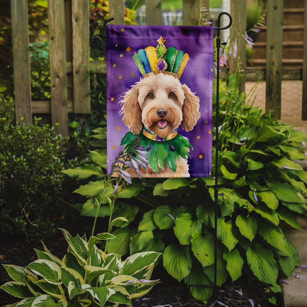Labradoodle King of Mardi Gras Garden Flag 11.25 in x 15.5 in