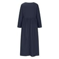 thumbnail image 4 of Birdeem Fashion Womens Spring/Summer V-Neck 3/4 Sleeve Cotton Linen Dress, 4 of 9