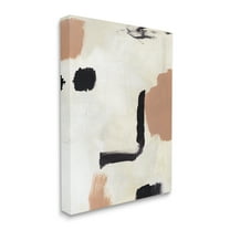 Stupell Industries Soft Tone Neutral Abstraction Beige Black Design Canvas Wall Art, 24 x 30, Design by Victoria Barnes