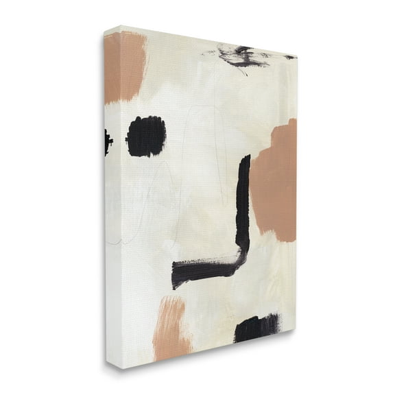 Stupell Industries Soft Tone Neutral Abstraction Beige Black Design Canvas Wall Art, 24 x 30, Design by Victoria Barnes