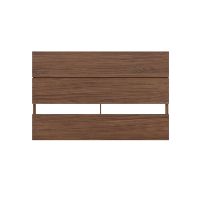 Nexera Panel Headboard featuring three horizontal wooden panels in a walnut finish for modern bedroom decor.
