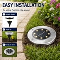 thumbnail image 5 of 12 Pack Solar Ground Lights Outdoor, 8 LED Solar Disk Lights, IP65 Waterproof for Walkway, Lawn, Patio, 5 of 8