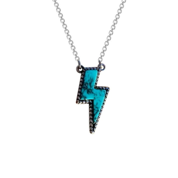 Boho Vintage Turquesa Lightnings Colgante Collar Mujeres Regalo