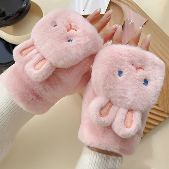 MITCOWBOYS winter gloves Womens Fox Gloes Winter Plush FauxFur Cute Mitten gloves for women cold weather