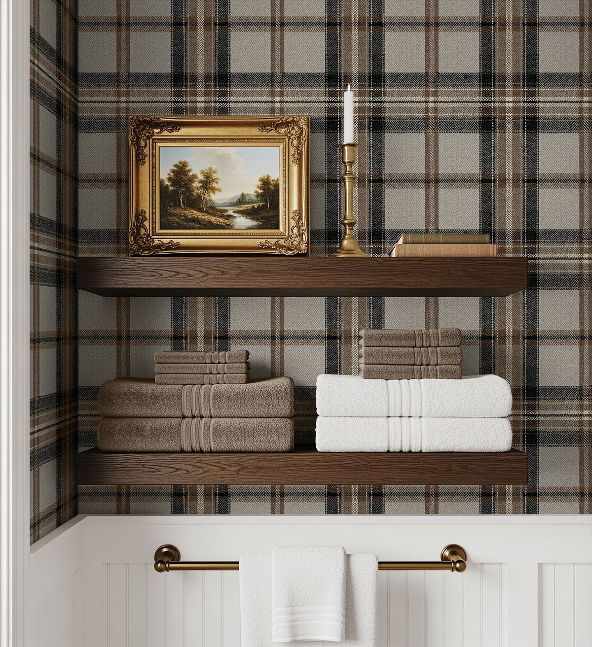 Harry & Grace Cliffside Herringbone Plaid Premium Matte Non-Woven Peel and Stick Wallpaper - 20.5 in. W x 18 ft. L Roll