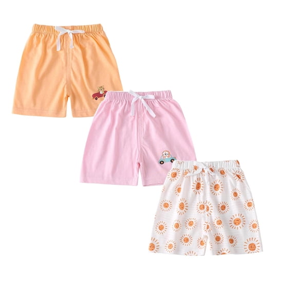 Hudaneo 3 Pack Toddler Boy Shorts Casual Elastic Waist Baby Pull-on Solid Shorts with Drawstring, 18M-6Y