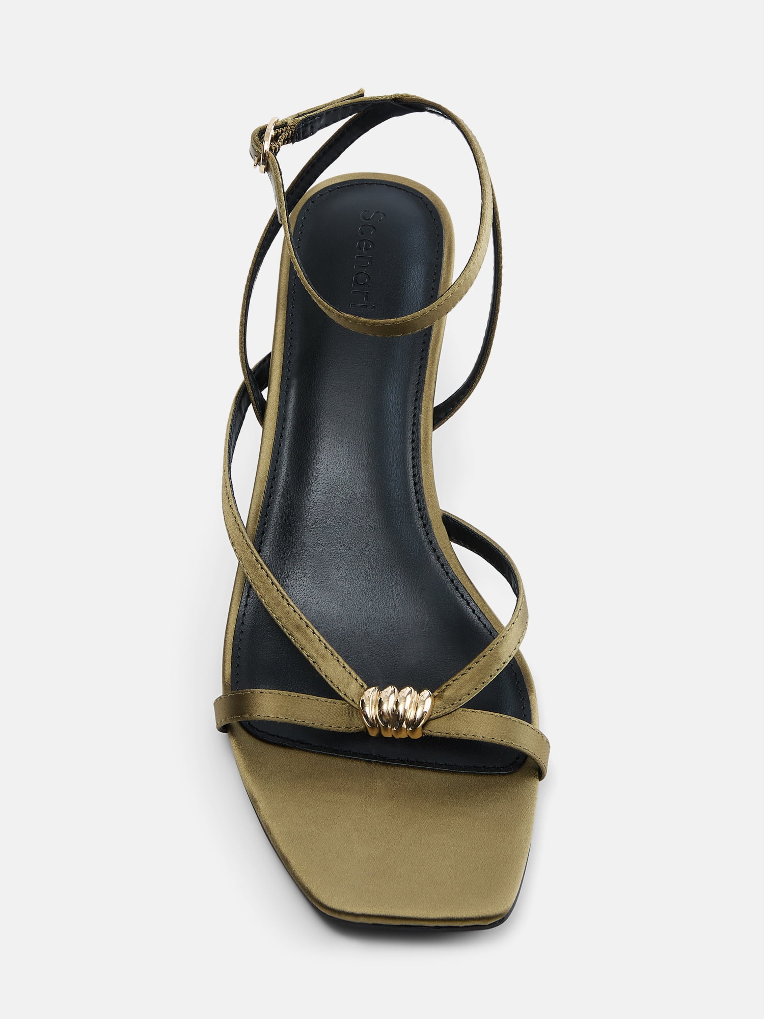 Scenario Women's Strappy Heels with Metal Ornament