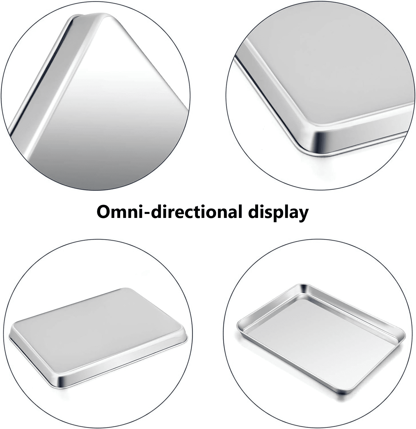 PandaTop 2 Pcs Baking Sheet Pan Set (12.2*9.5*0.98in), Stainless Steel Large Cookie Sheets,Tray Oven Bakeware for Jelly Roll/Bread/Bacon, Non Toxic & Healthy, Rust-free & Dishwasher Safe