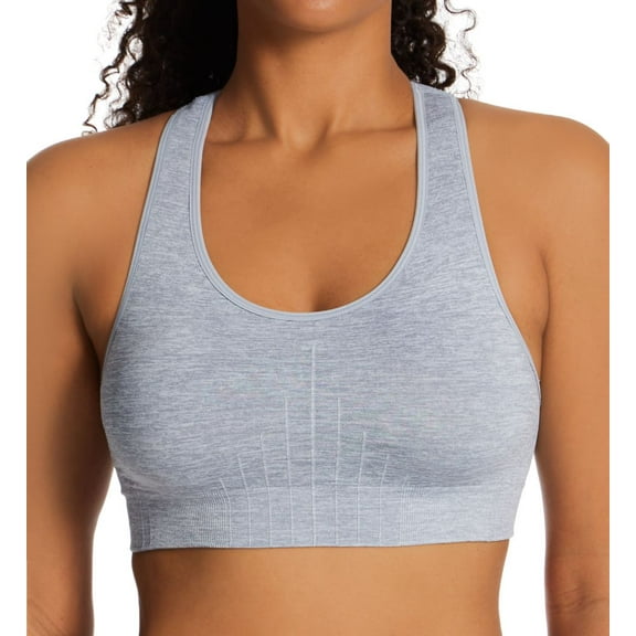 Women's Hanes DHS101 Seamless Racerback Sports Bra (Grey Heather Sport XL)