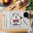 thumbnail image 2 of Groundhog Day Placemats Set of 12, Red Bow Knot Vintage Placemats for Dining Table, Place Mats for Kitchen Tabletop, Waterproof Wipeable Dining Table Mats Set, 2 of 9