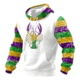 thumbnail image 4 of IWRICH Men's Mardi Gras Hoodies Fall Casual Cute Printed Hooded Sweatshirt Long Sleeve Casual Rave Tees with Pocket 04-White XXL, 4 of 4