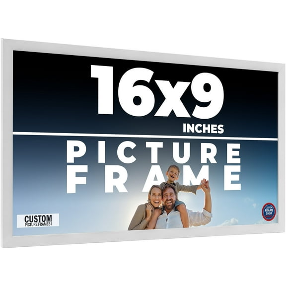 16x9 Frame White Solid Wood Picture Frame Includes UV Acrylic Shatter Guard Front, Acid Free Foam