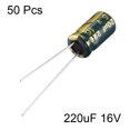 thumbnail image 2 of Condensador electrolítico radial de aluminio bajo ESR 220uF 16V 6.3x11mm 50pcs, 2 of 3