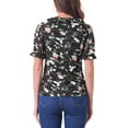 thumbnail image 3 of INSPIRE CHIC Women's Floral Ruffle V Neck Puff Short Sleeves Blouse Top, 3 of 4