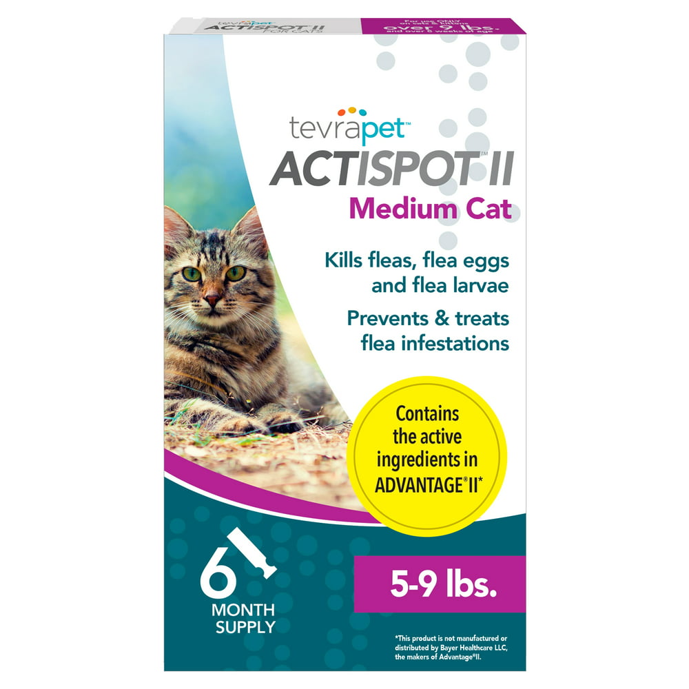 TevraPet Actispot II Flea Treatment for Medium Cats, 0.014 fl oz, 6