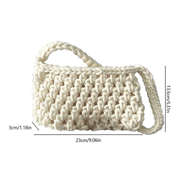 Bolso de viaje para mujer Bolsos de hombro tejidos con cuerda de algodón Monedero de ganchillo de verano (Blanco) Ndcxsfigh Para Estrenar