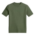 thumbnail image 4 of Mens T-Shirts Summer Plain Casual Crew Neck Short Sleeve Ribbed Knit Basic Tops Office Shirts, 4 of 4