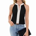 thumbnail image 3 of Women'S Chiffon V-Neck Halter Sleeveless Shirt Tops Office Work Shirt Black M, 3 of 9