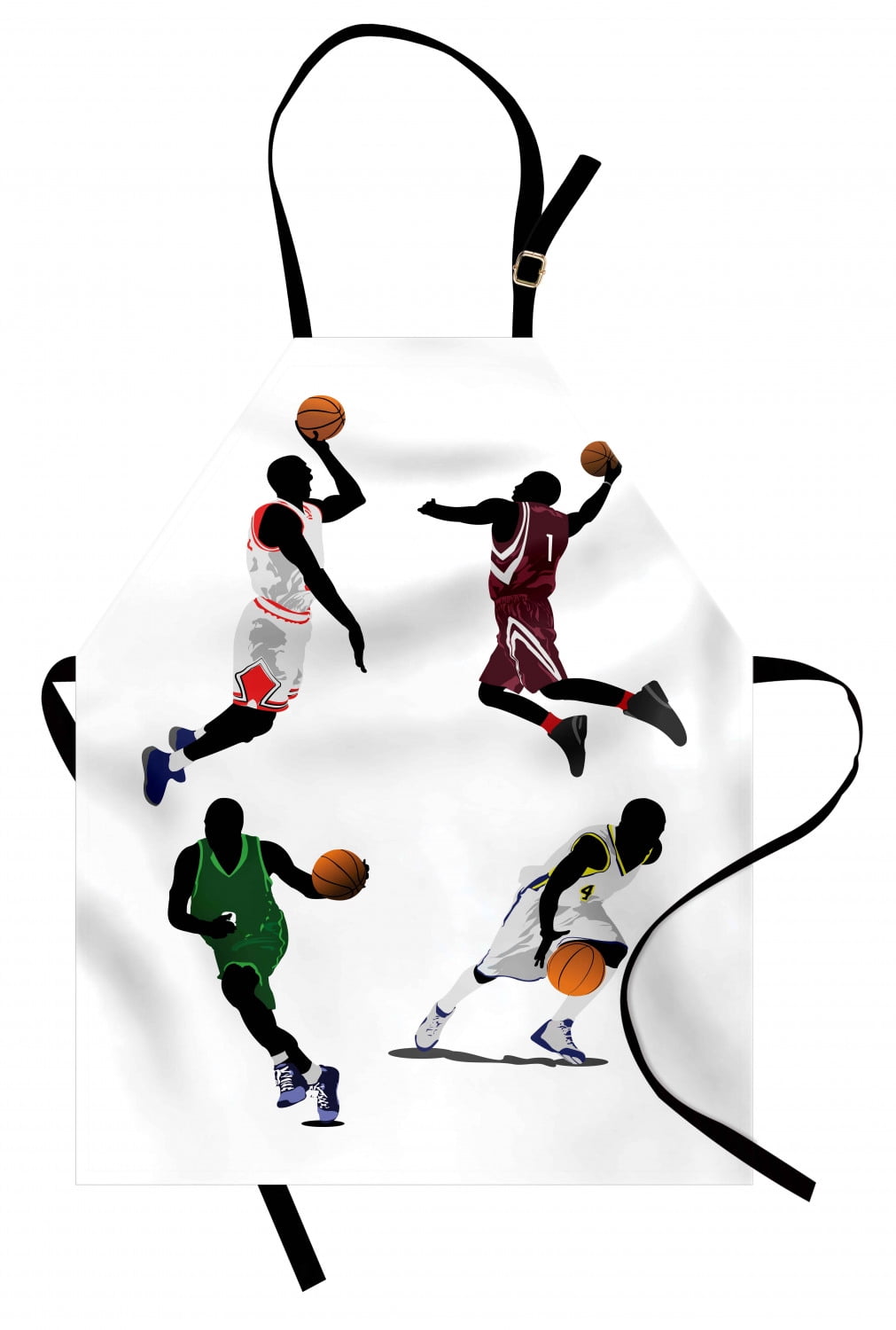 Sports Apron, Basketball Players Dribbling Dunking Floater Vibrant ...