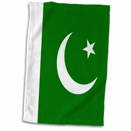 3dRose Flag of Pakistan - Pakistani dark green with white crescent moon and star Islamic country Asia world - Towel, 15 by