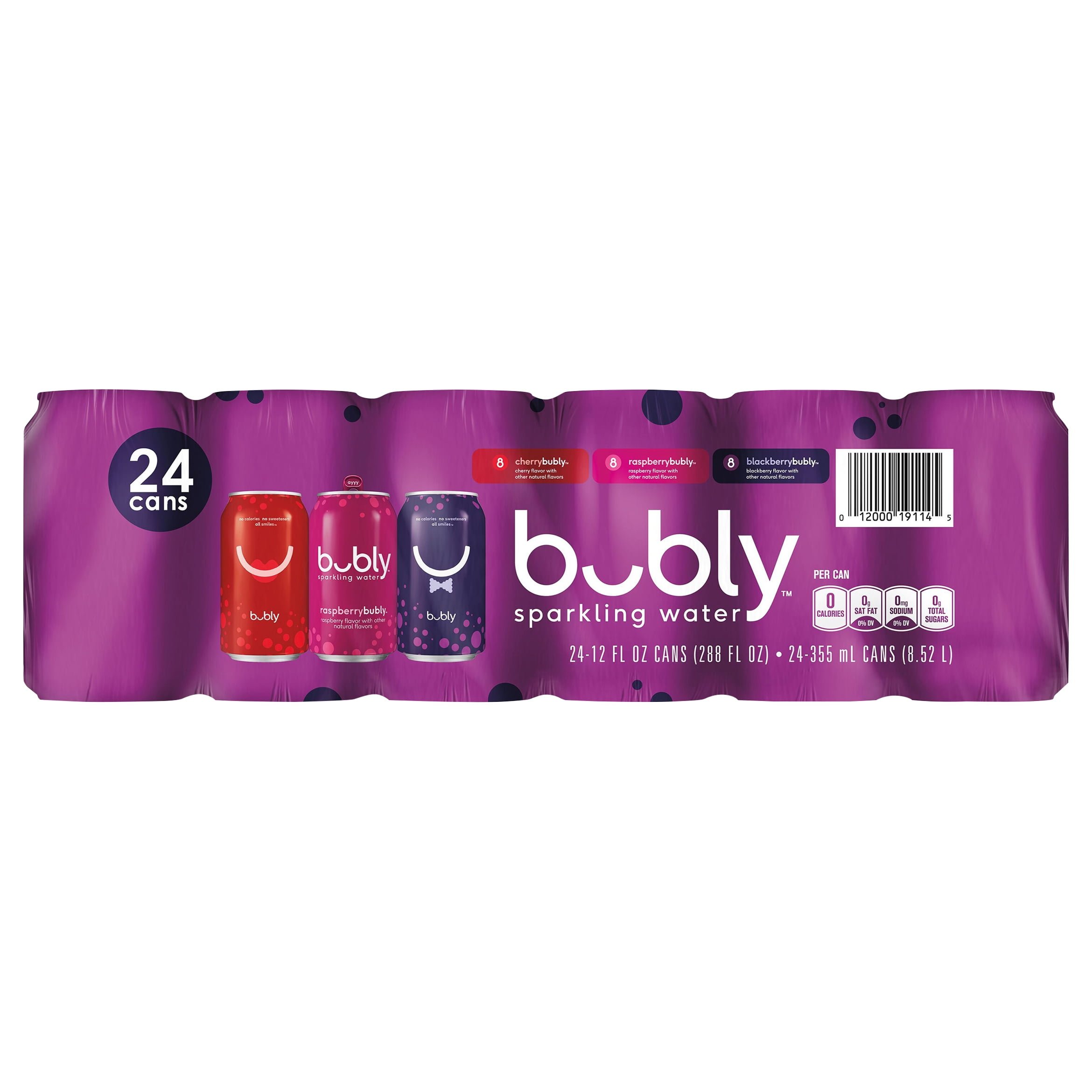 bubly Sparkling Water Variety Pack, 12 Fluid Ounce (24 Count)
