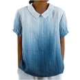 thumbnail image 3 of Inverlee Womens Cotton Linen Shirts Casual Short Sleeve Tops Trendy Loose Fit Gradient Print T Shirts Lightweight Vacation Tunic Blouse, 3 of 6