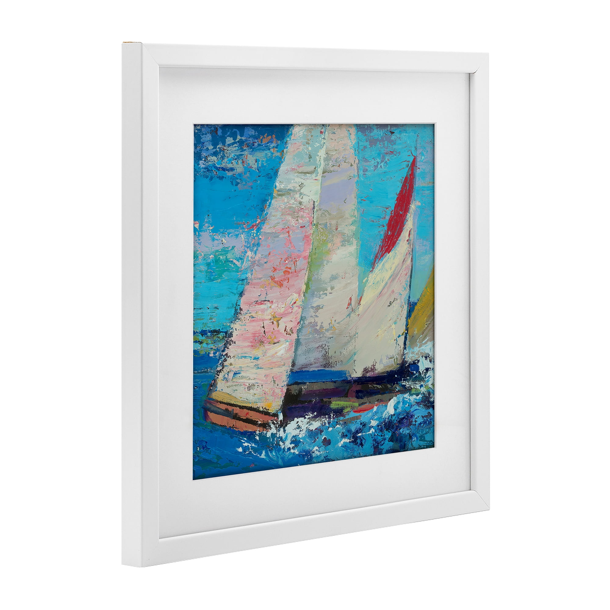 Stupell Industries Expressive Sailboats on Waves White Framed Print Under Glass, design by Beth A. Forst