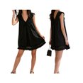 thumbnail image 2 of LMLYSoH Women's Summer Mini Dress Sleeveless Casual Loose Fit Dress Wide Pointed Collared and Lace Trimmed Hem, 2 of 8