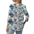 thumbnail image 6 of Jsaierl 3/4 Length Sleeve Tops for Women Summer Round Neck Shirts Cute Graphic Petite Pleated Blouses Work Loose Fit Tunic Top S-2XL, 6 of 7