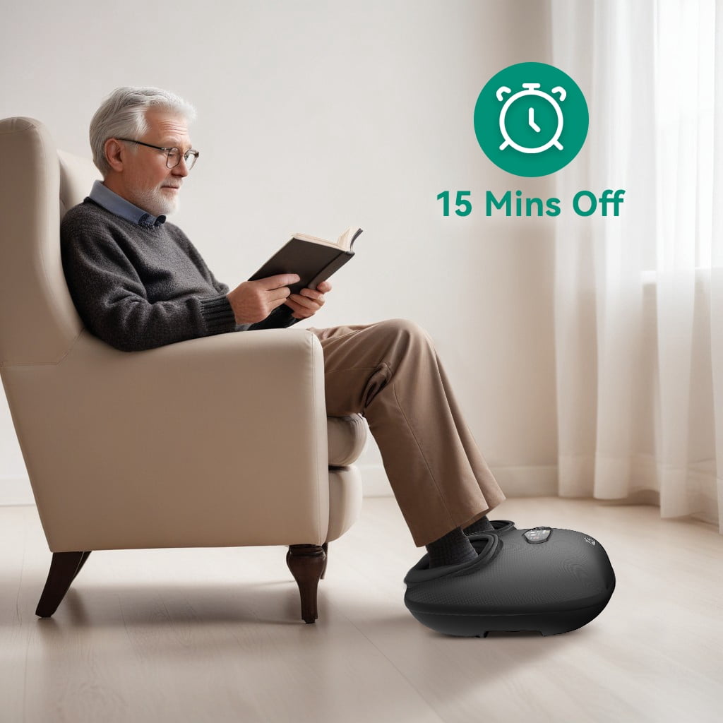 Snailax Shiatsu Foot Massager for Circulation up to size 13, Air Compression Foot Massager machine with Heat, Gifts