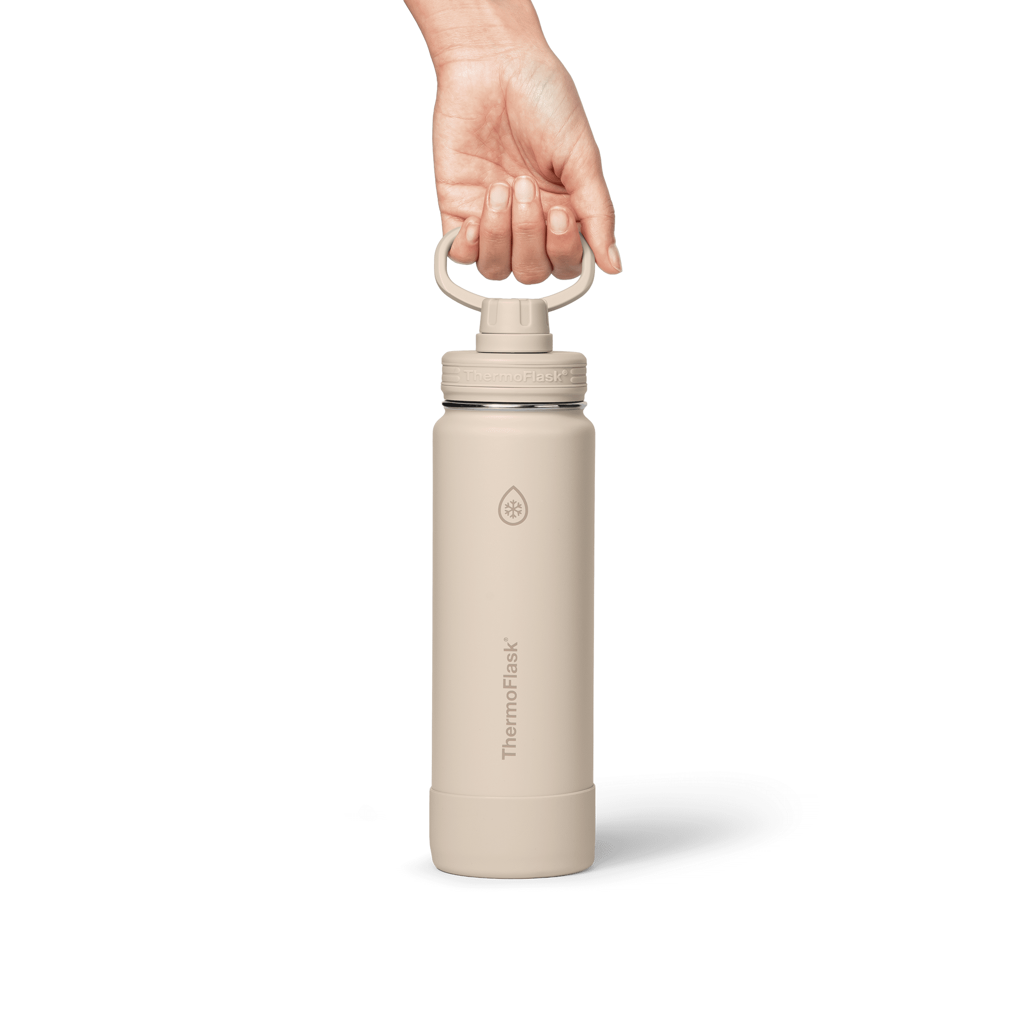 ThermoFlask Classics Insulated Stainless Steel Water Bottle with Leakproof Spout Lid, 24 oz, Sand