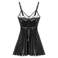 thumbnail image 6 of YIZYIF Womens A-line Mini Dress Patent Leather O-Ring Rivet Slip Dress Latex Wet Look Dress Black XL, 6 of 7