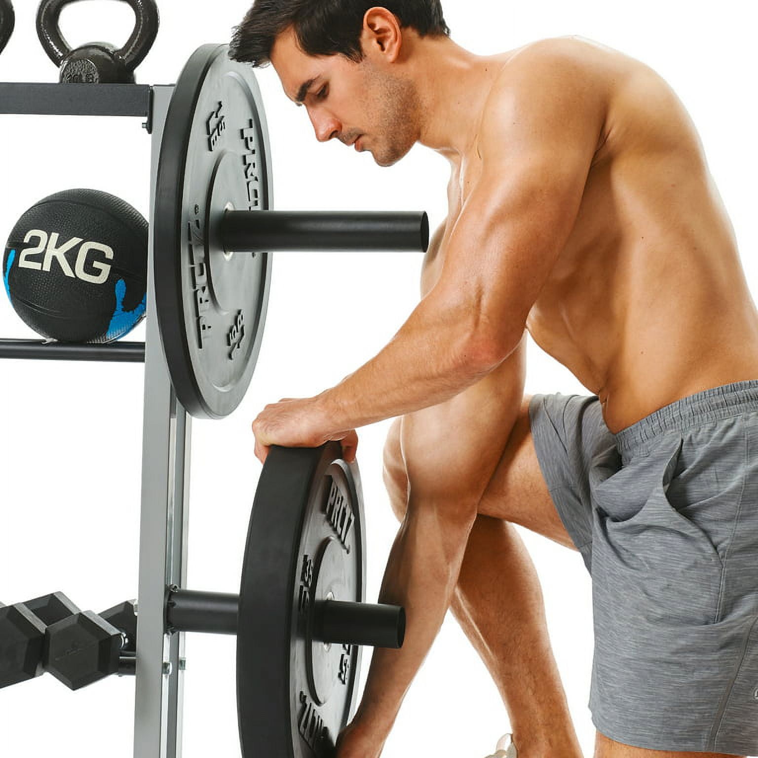 PRCTZ 15 lb Rubber Bumper Weight Plate Set, Fits 2 in. Diameter Barbell, Available in 10-45 lb