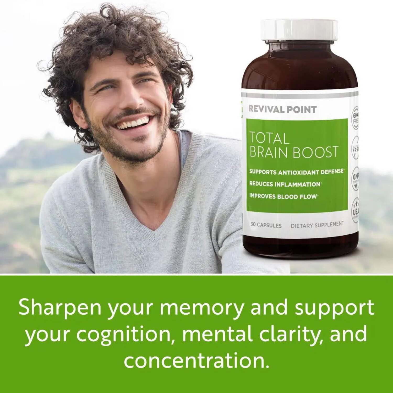 Total Brain Boost Cognitive Support Curcumin, Trans-Resveratrol– Brain Supplements for Memory & Focus - Dr Formulated 3-Pack