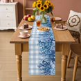 thumbnail image 2 of Summer Coastal Table Runner 72 Inches, Watercolor Ocean Coral Starfish Conch Blue Plaid Bed Runner Dresser Scarves Tabletop for Indoor Outdoor Parties/Ceremony/Banquet, 14" x 72", 2 of 9