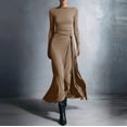 thumbnail image 4 of Vestido de Manga Larga para las Mujeres Invierno Casual Delgado Bodycon Cuello Redondo Largo Maxi Fiesta Boda, 4 of 5