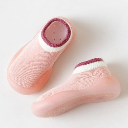 

Toddler Sock Shoes Non- Baby First Walking Shoes Indoor Warm Knit Soft Sole Rubber Cotton Toddler Shoes Indoor Slipper for Boys Girls 6-12 Months