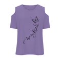 thumbnail image 3 of WOYY Big Girls Cold Shoulder T-Shirt Butterfly Print Short Sleeve T Shirt, Sizes 3-12, 3 of 5
