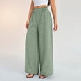 thumbnail image 6 of Women's High Waisted Palazzo Pants Cotton Linen Wide Leg Trousers Casual Smocked Waist Beach Pants Flowy Long Swing Pants, 6 of 10