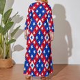thumbnail image 4 of Large Size American Flag Blue Red White Long Sleeved Dress Women Dress for Parties Elegant Chic Evening Dresses, 4 of 7