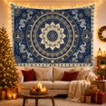 thumbnail image 3 of Cosmic Lotus Mandala on a Deep Navy Background Mystical Celestial for Meditation Enthusiasts Spiritual Wall Art Housewarming Gift Tapestry Wall Hanging for Bedroom and Yoga Room, 3 of 7