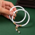 thumbnail image 4 of Par de pulseras de cristal chinoiserie trajes tradicionales con decoración de borlas pulseras para mujeres/niñas Adepaton BST3008031-1, 4 of 5