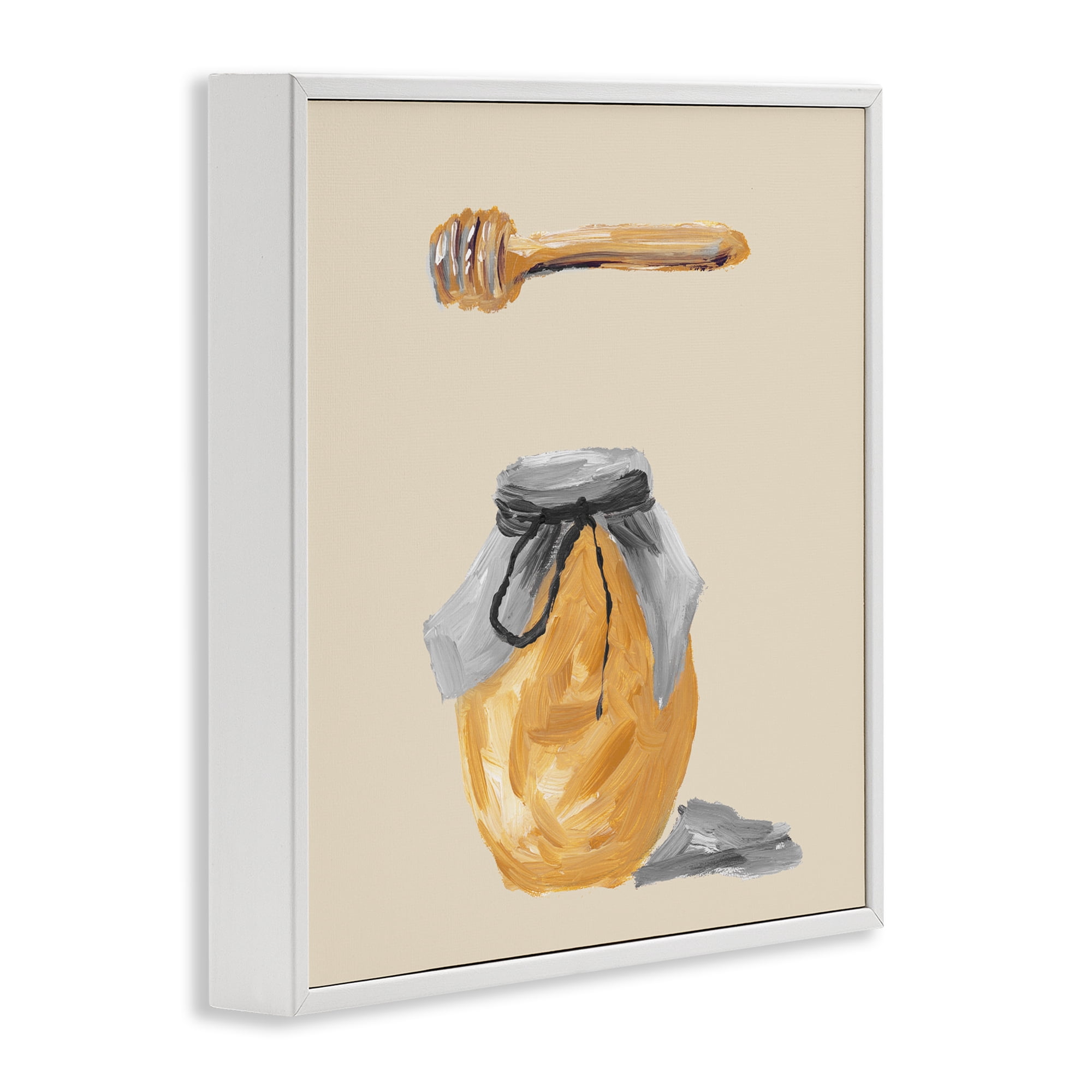 Stupell Industries Honey Jar over Tan White Framed Giclee Art, design by Lucille Price