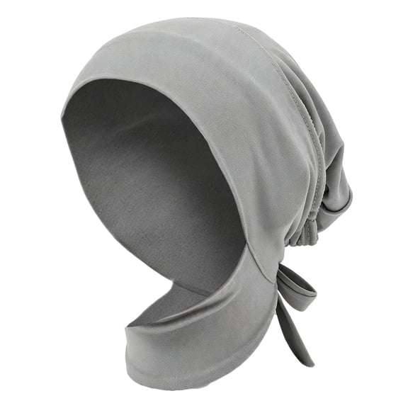 Bamboo Head Scarf for Women,Pre-Tied Turban Headwrap with Tie Back,Soft Breathable Muslim Underscarf Hijab Cap,Slip-On Sleep Hat for Chemotherapy Headwear for Daily Wear Dark Gray