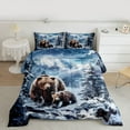 thumbnail image 3 of Homewish Jungle Animal Bear Queen Comforter Set,Winter Snow Pine Bedding Sets,White Green Brown Bedding Comforter Set For Boys Kids,Luxury Bedroom Decor Reversible,3pcs, 3 of 9