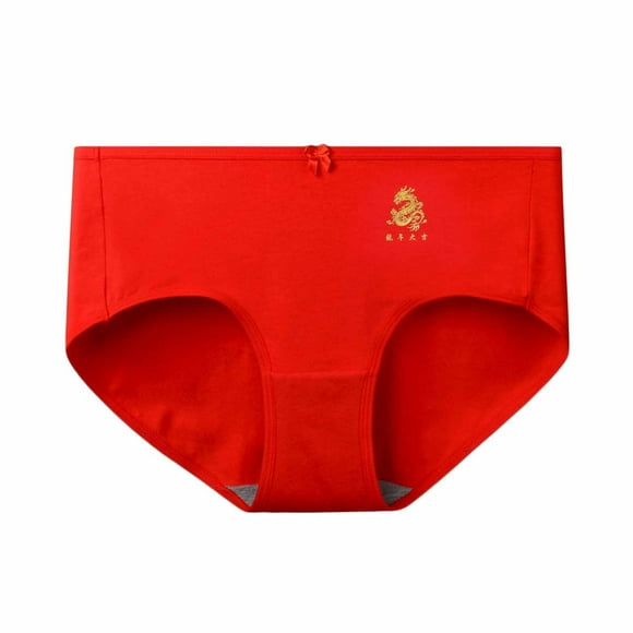 Culottes en Coton pour Femmes, Culottes pour Femmes, sous-Vêtements Rouges Sans Couture Taille Mi-Haute Élastiques en Coton pour Femmes