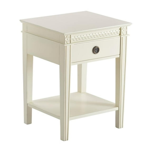 Pemberly Row Modern / Contemporary Westport 1 Drawer End Table Vintage Cream
