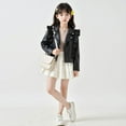 thumbnail image 4 of YUNAFFT Girls Motorcycle Jacket Casual Solid Color Open Front Lace Trim Chic 2-14Y, 4 of 9