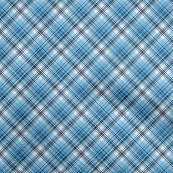 oneOone Cotton Silk Medium Blue Fabric Check Diy Clothing Quilting Fabric Print Fabric By Yard 42 Inch Wide